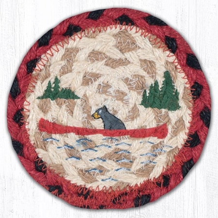 Palacedesigns 5 x 5 in. Bears Canoe Printed Coaster Round Rug PA3368779